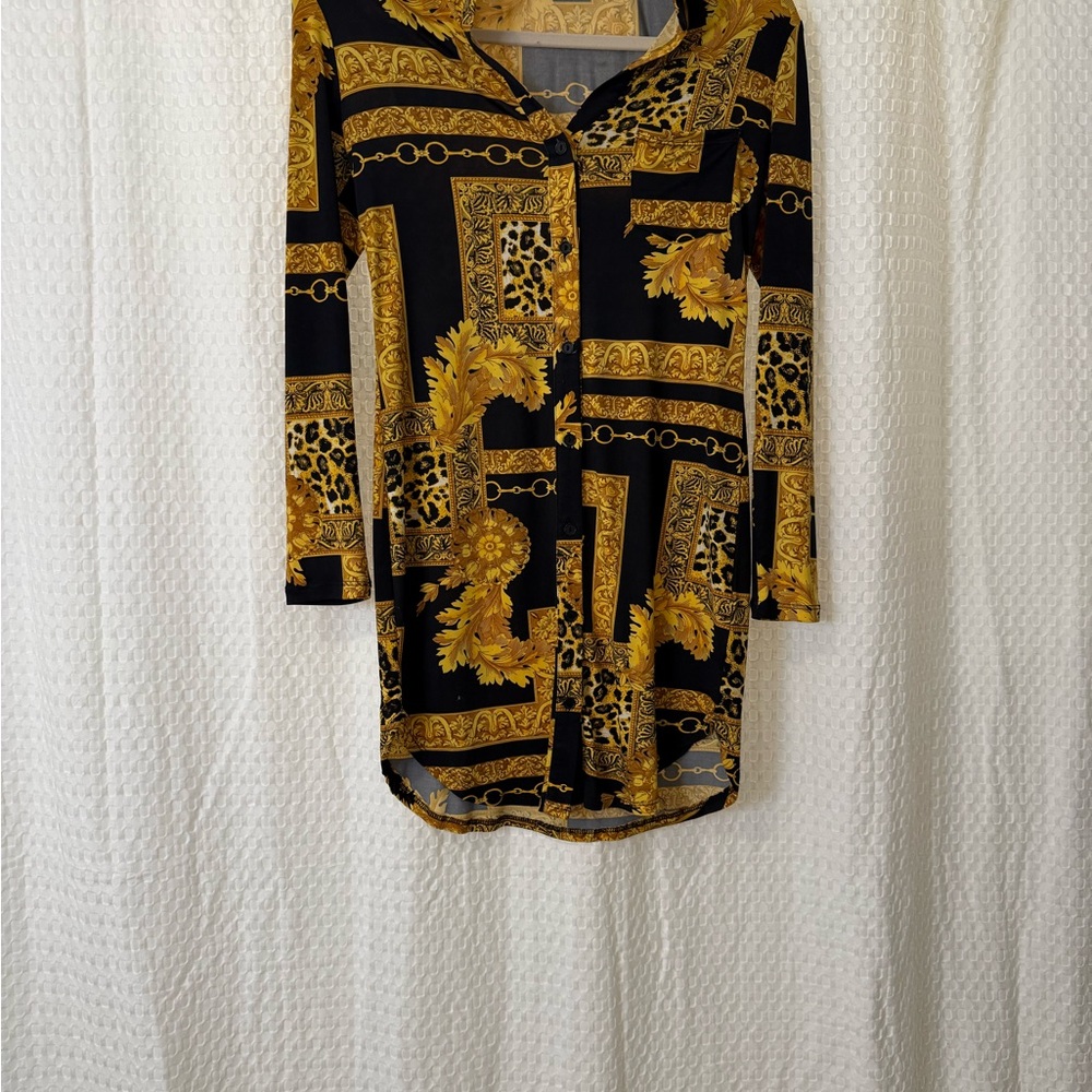 Timing Black and Gold Baroque Blouse dress